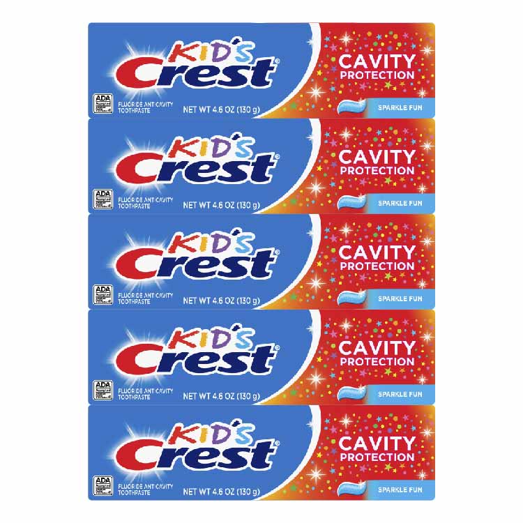 Crest Kids Toothpaste, Sparkle Fun - 5 pack -4.6 Oz